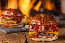 Coffee Rubbed Burgers with BBQ sauce